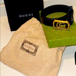 **GUCCI** black letter belt. 100% AUTHENTIC.